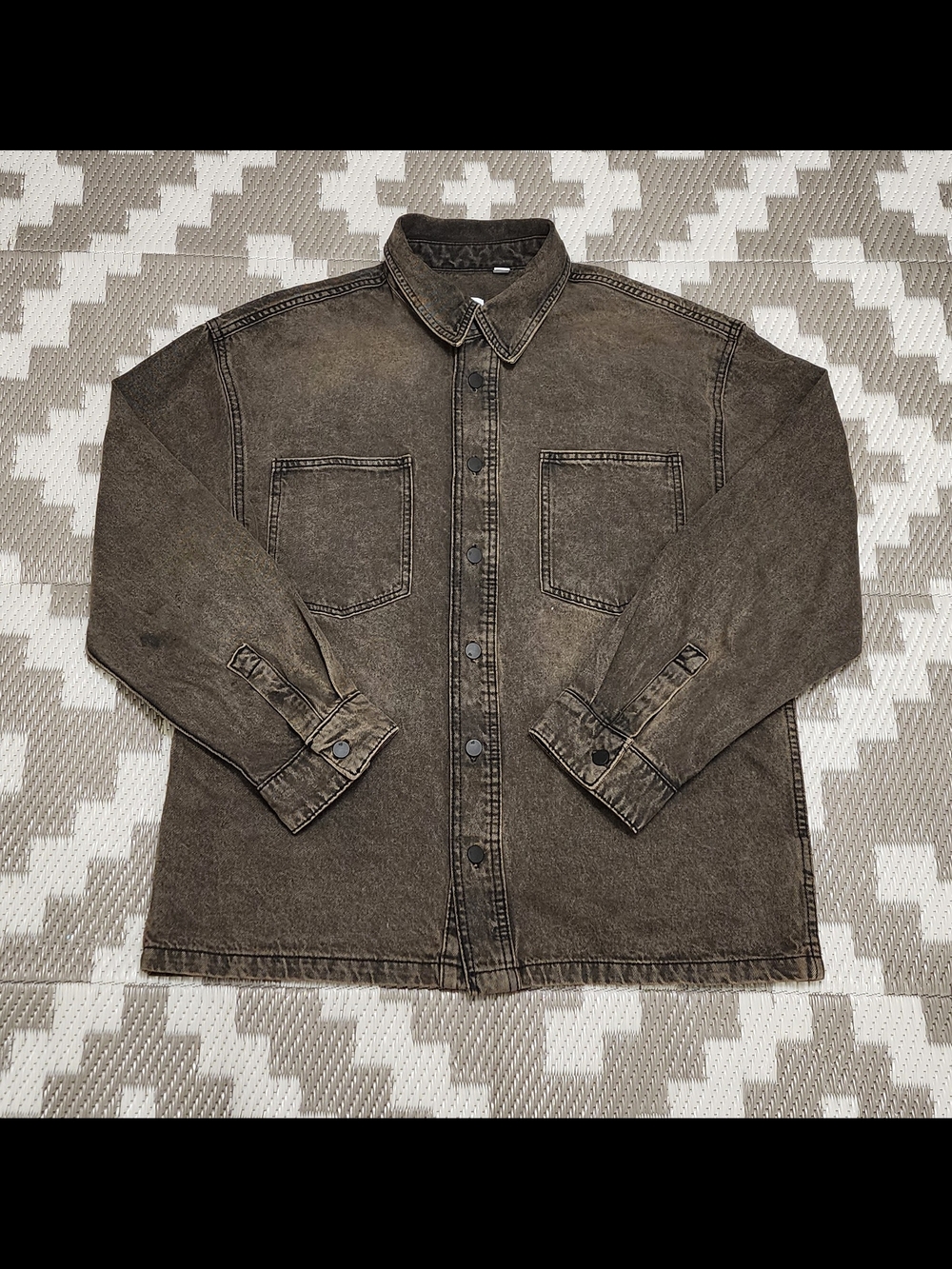 Men's Washed Brown Button-Up Denim Jacket